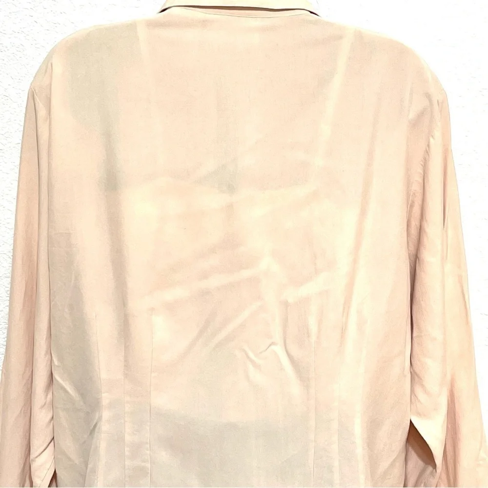 Edward Woman 100% SILK Light Salmon Long Sleeve Button Shirt Size XL - Picture 5 of 12